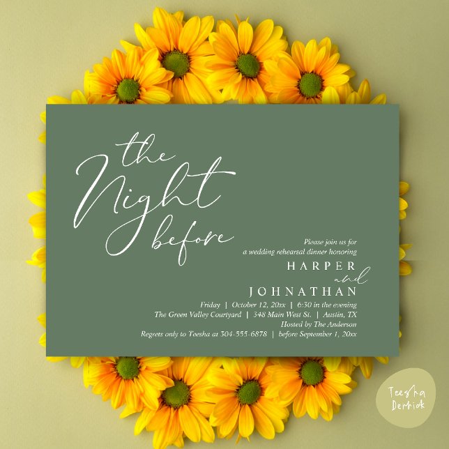 The Night Before Romantic Wedding Rehearsal Dinner Invitation (The Night Before Romantic Wedding Rehearsal Dinner Modern Invitation Card PDF Sage Green)