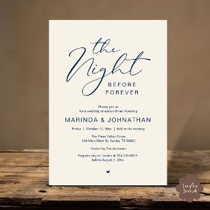 The Night Before Romantic Wedding Rehearsal Dinner Invitation