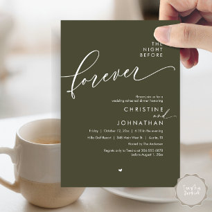 The Night Before Romantic Wedding Rehearsal Dinner Invitation