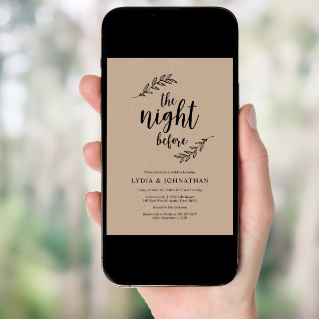 The night before, Rustic Kraft, Rehearsal Dinner Invitation (Front Digital)