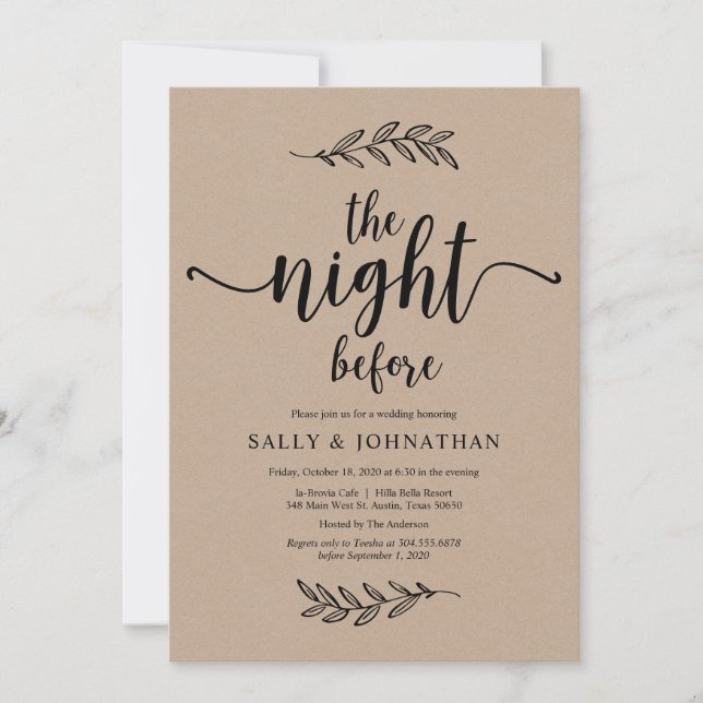 The night before, Rustic Kraft, Rehearsal Dinner Invitation (Front)
