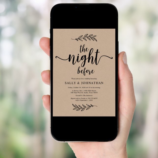 The night before, Rustic Kraft, Rehearsal Dinner Invitation (Front Digital)