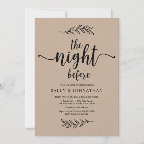 The night before Rustic Kraft Rehearsal Dinner Invitation