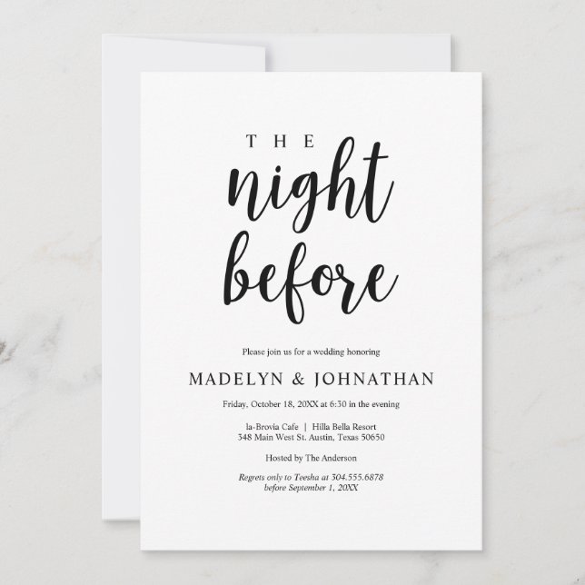 The night before, Rustic Wedding Rehearsal Dinner Invitation (Front)
