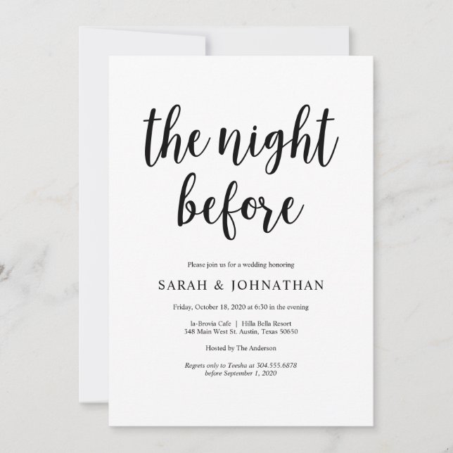 The night before, Rustic Wedding Rehearsal Dinner Invitation (Front)