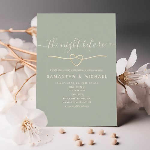 The Night Before Sage Green Rehearsal Dinner  Invitation