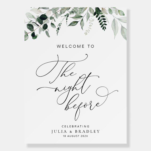 The Night Before sage green wedding rehearsal sign (Front)