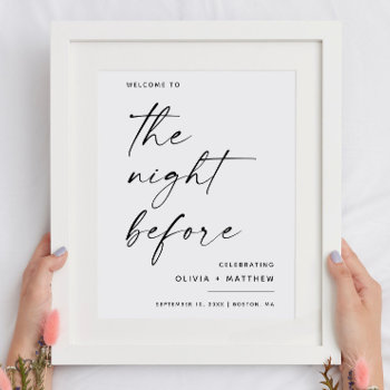 The Night Before. Script Rehearsal Dinner Welcome Poster by RemioniArt at Zazzle