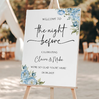 The Night Before Sign Dusty Blue Rehearsal Dinner 