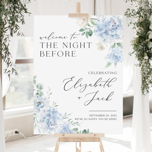 The Night Before Sign, Dusty Blue Rehearsal Dinner Foam Board (Creator Uploaded)