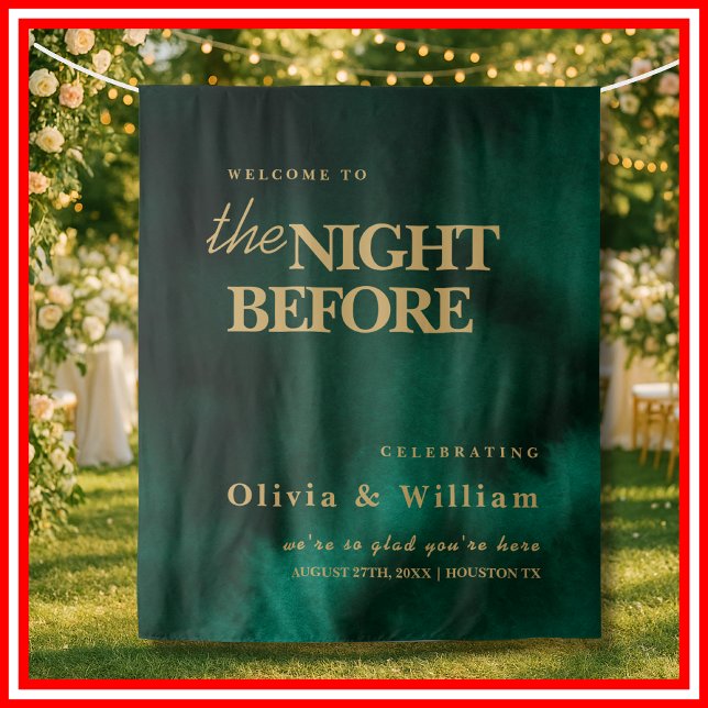 The Night Before Sign Emerald Green  Gold Backdrop (Creator Uploaded)