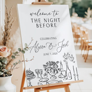 The Night Before Sign Hand Drawn Rehearsal Dinner