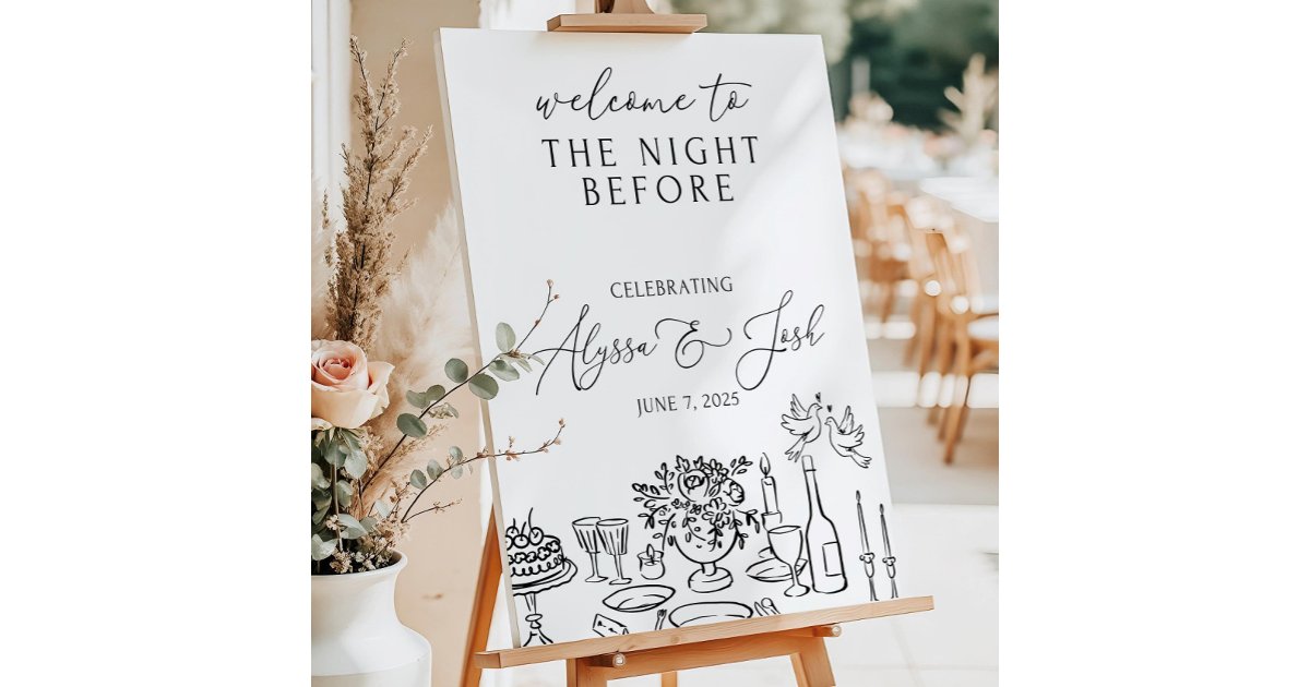 The Night Before Sign Hand Drawn Rehearsal Dinner | Zazzle