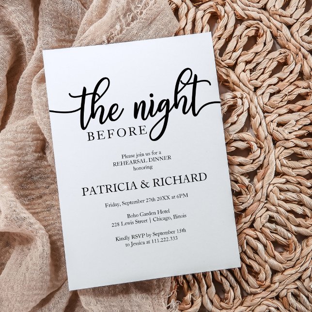 The Night Before Simple Elegant Rehearsal Dinner Invitation (Creator Uploaded)