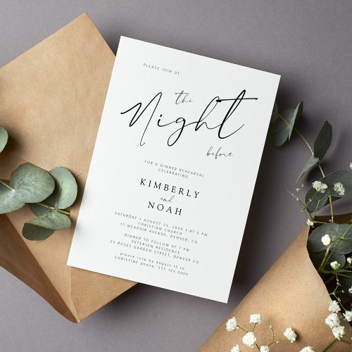 The night before simple rehearsal dinner invitation