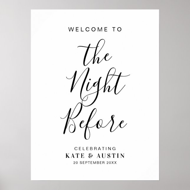 The night before simple wedding rehearsal sign (Front)