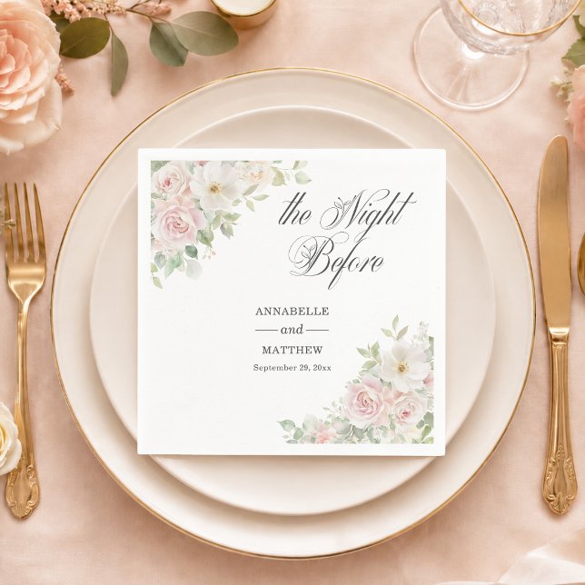 The Night Before Soft Blush Roses Wedding Napkins (Creator Uploaded)