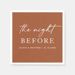 The Night Before. Terracotta Fall Rehearsal Dinner Napkins