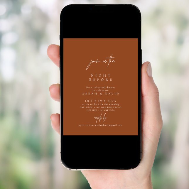 The Night Before Terracotta Rehearsal Dinner Invitation (Front Digital)