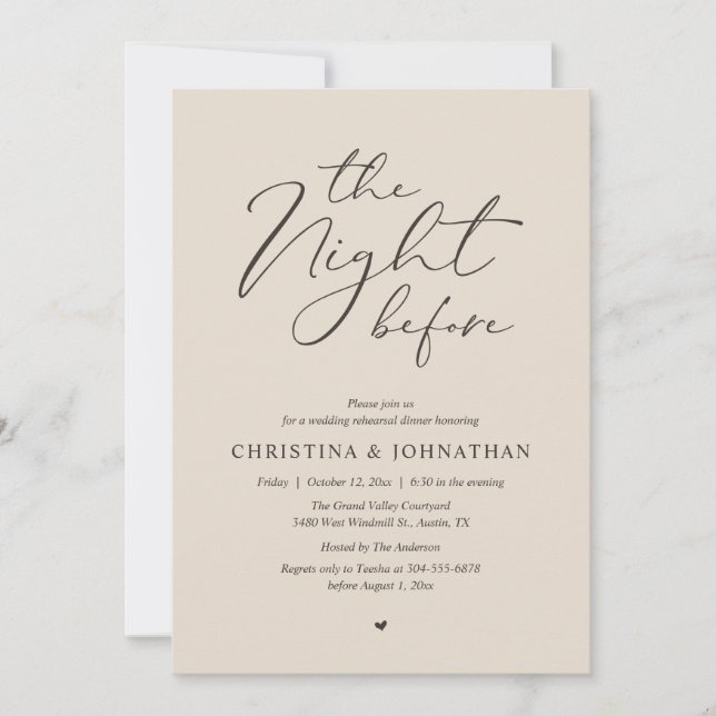 “The Night Before” Warm Sand Rehearsal Dinner Invitation (Front)