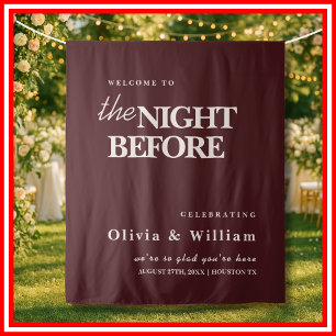 The Night Before Wedding Burgundy Backdrop
