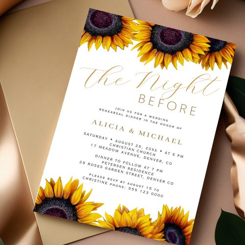 The night before wedding floral rehearsal dinner invitation