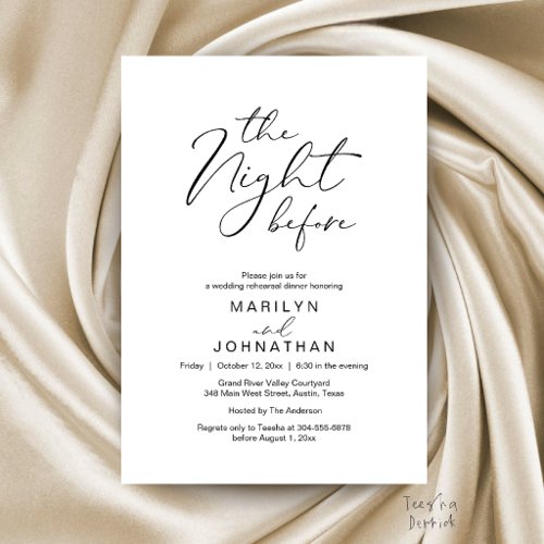 The Night Before Wedding Modern Rehearsal Dinner Invitation