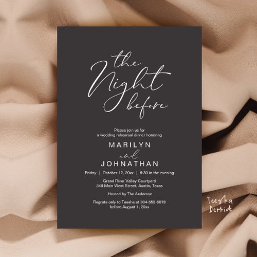 The Night Before Wedding Modern Rehearsal Dinner Invitation