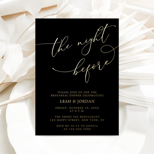 The Night Before Wedding Rehearsal Dinner Gold Foil Invitation (Creator Uploaded)