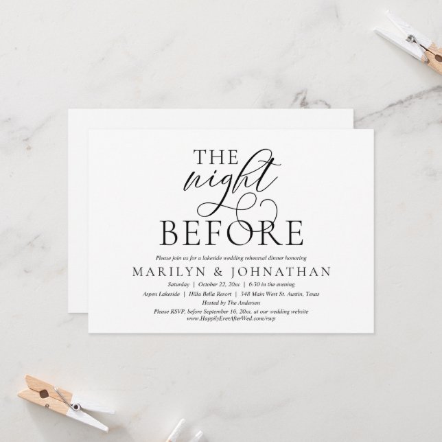 The Night Before, Wedding Rehearsal Dinner Invitat Invitation (Front/Back In Situ)