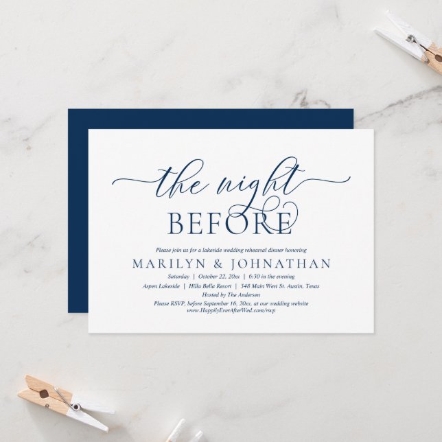 The Night Before, Wedding Rehearsal Dinner Invitat Invitation (Front/Back In Situ)