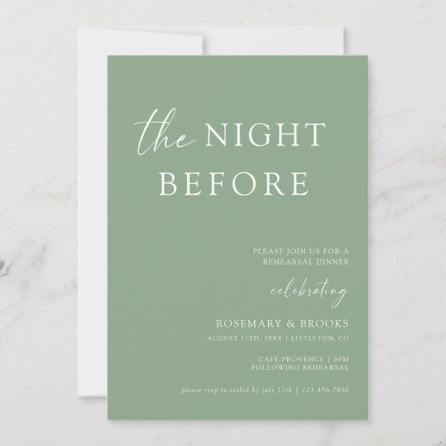 The Night Before Wedding Rehearsal Dinner Invitati Invitation (Front)