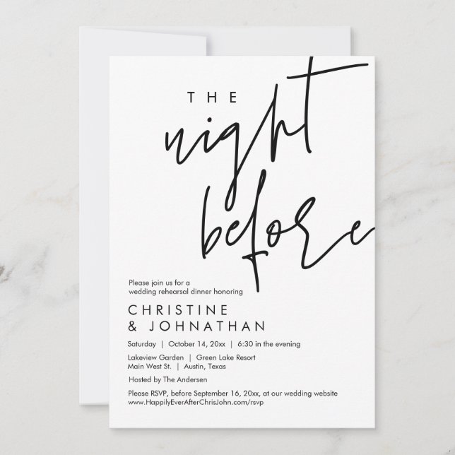The Night Before, Wedding Rehearsal Dinner Invitation (Front)