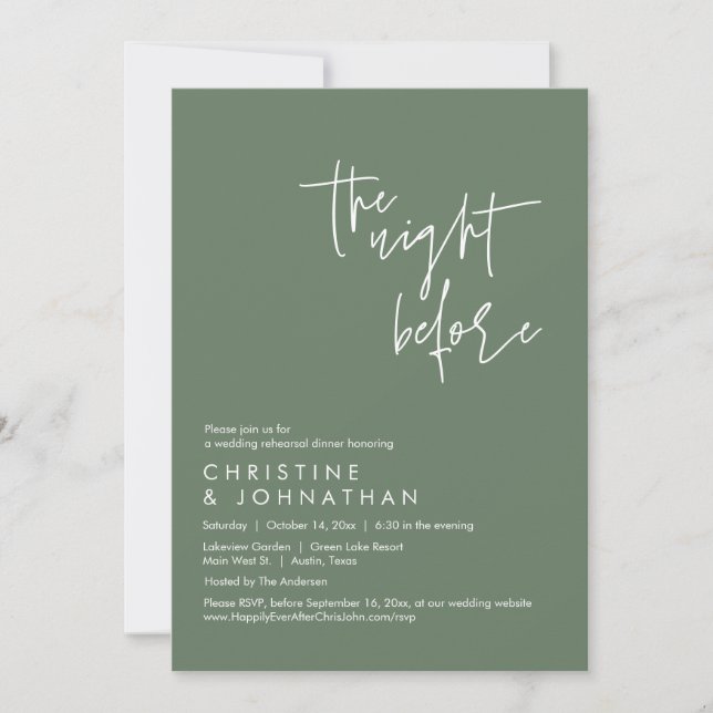 The Night Before, Wedding Rehearsal Dinner Invitation (Front)
