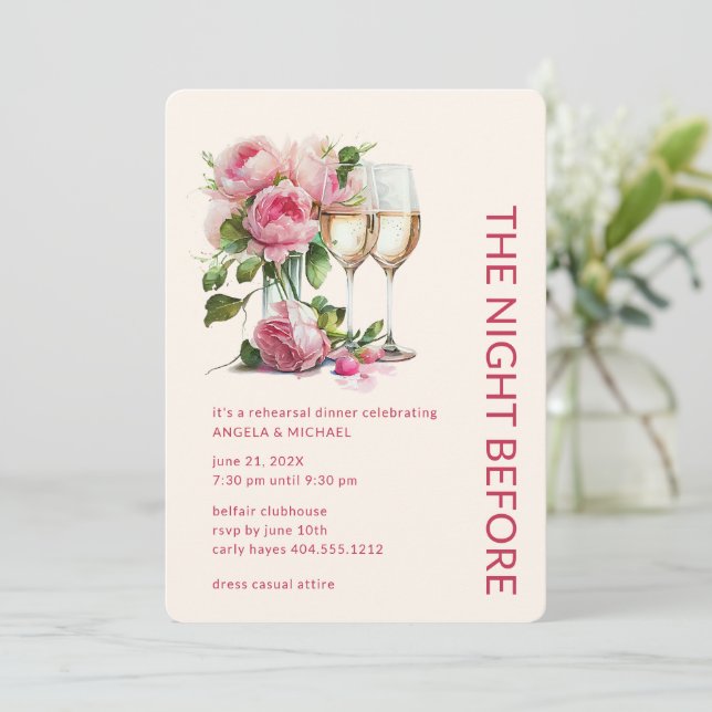 The Night Before Wedding Rehearsal Dinner Invitation (Standing Front)