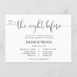 The Night Before Wedding Rehearsal Dinner Invitation<br><div class="desc">Wedding Rehearsal Dinner invitation featuring the words "the night before" in cute calligraphy script with simple heart.</div>