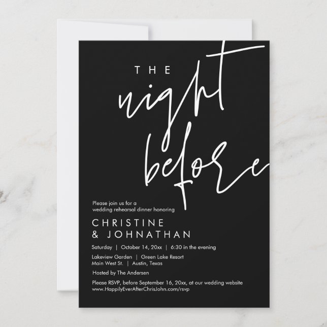 The Night Before, Wedding Rehearsal Dinner Invitation (Front)