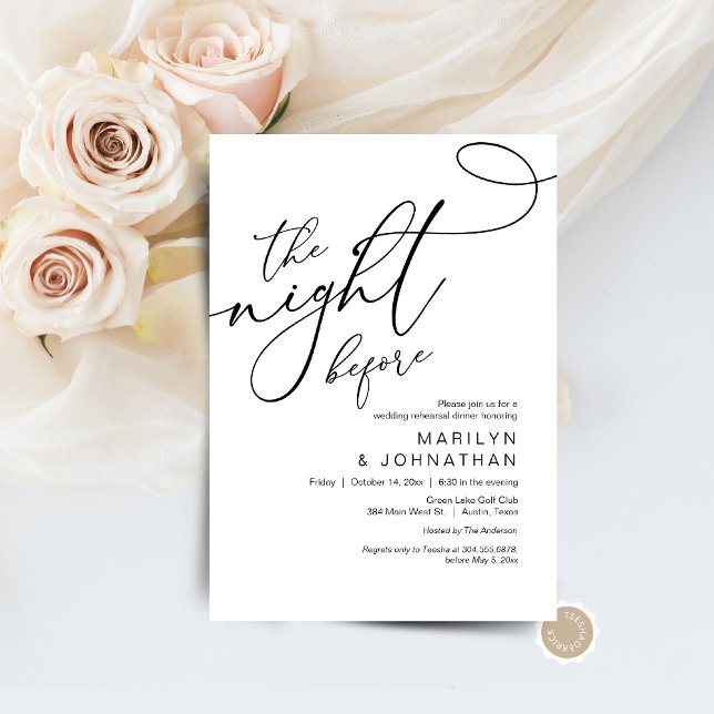 The Night Before, Wedding Rehearsal Dinner Invitation (The Night Before, Wedding Rehearsal Dinner Invitation Card, Digital Download, Modern Romantic Design)