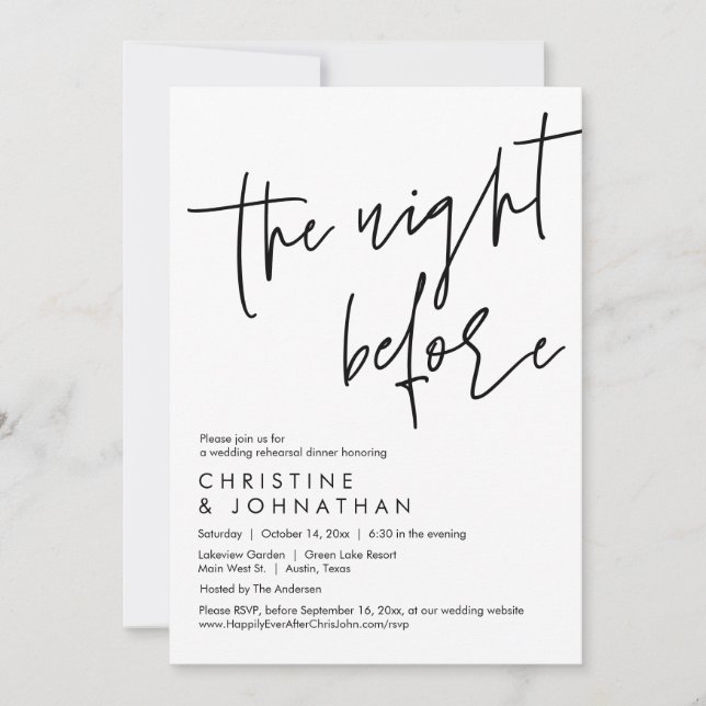 The Night Before, Wedding Rehearsal Dinner Invitation (Front)