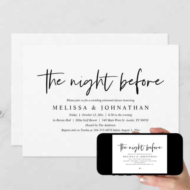The Night Before, Wedding Rehearsal Dinner Invitation Zazzle