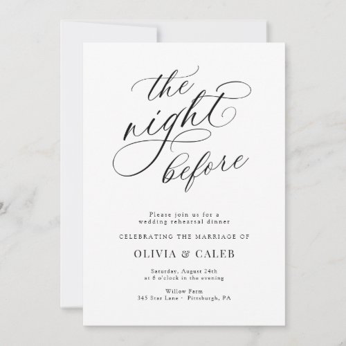 The Night Before Wedding Rehearsal Dinner  Invitation