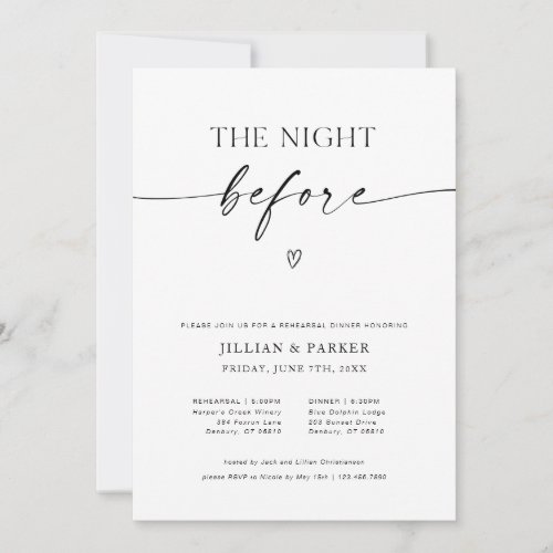 The Night Before Wedding Rehearsal Dinner Invitation