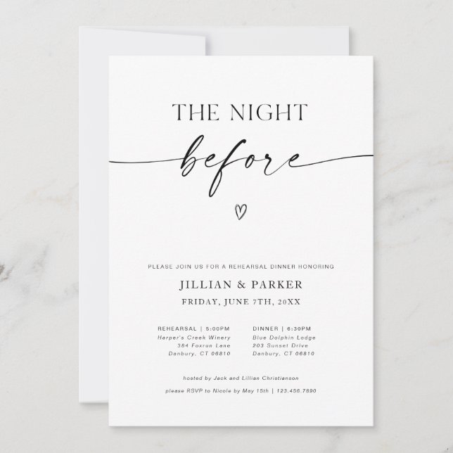 The Night Before Wedding Rehearsal Dinner Invitation (Front)