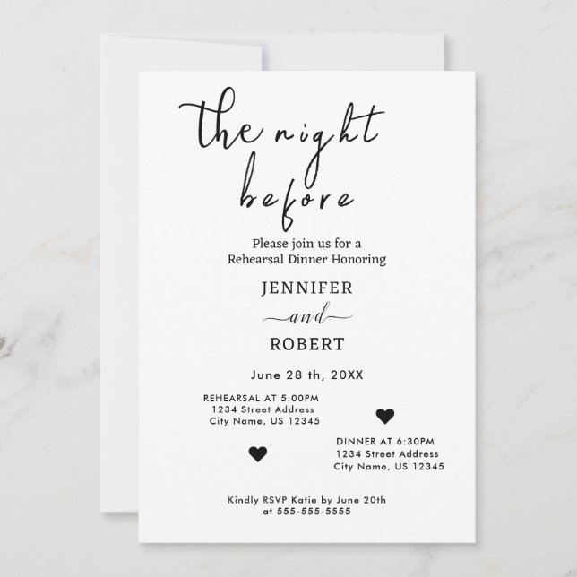 The Night Before Wedding Rehearsal Dinner Invite (Front)