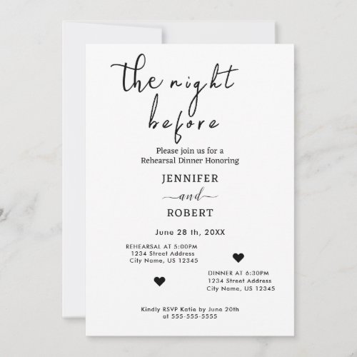 The Night Before Wedding Rehearsal Dinner Invite