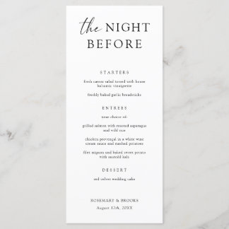 The Night Before Wedding Rehearsal Dinner Menu