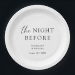 The Night Before Wedding Rehearsal Dinner Paper Plates<br><div class="desc">These plates are the perfect addition to your rehearsal dinner the night before the big day!</div>