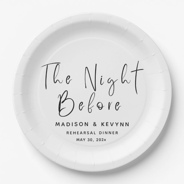 The Night Before Wedding Rehearsal Dinner  Paper Plates (Front)