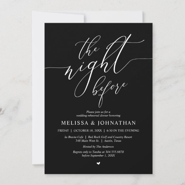 The Night Before, Wedding Rehearsal Dinner Party Invitation (Front)