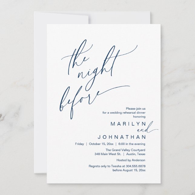 The Night Before, Wedding Rehearsal Dinner Party Invitation (Front)